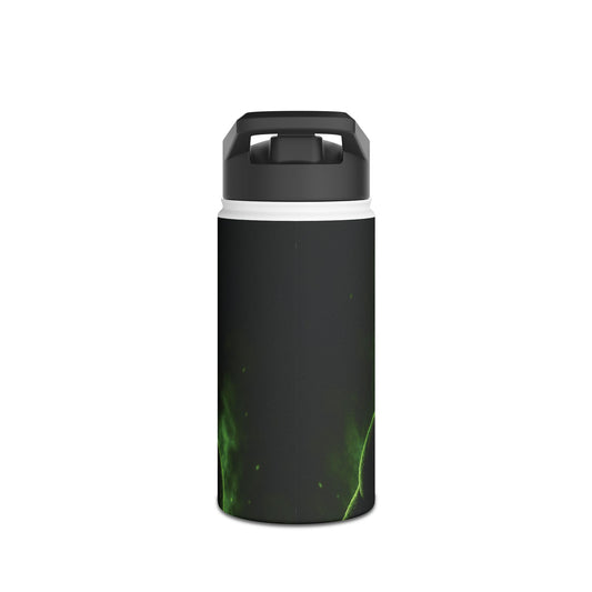 Bull Skull Stainless Steel Water Bottle — Neon Green Horns, Durable Travel Bottle