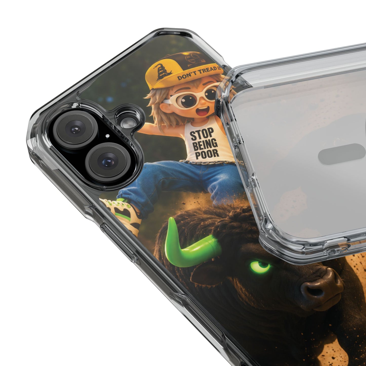 Clear Magnetic Phone Case — Bull Rider Design ("Stop For No One")