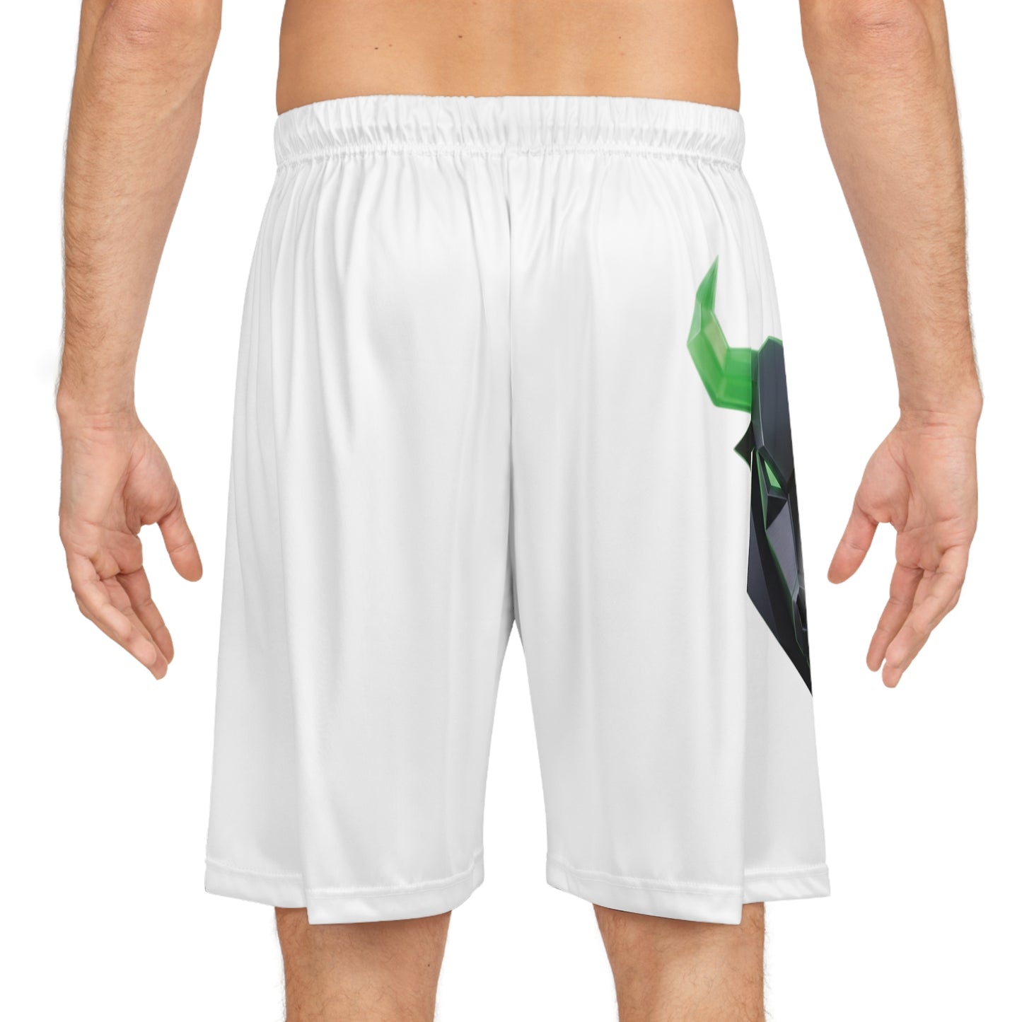 Green Horned Bull Graphic Basketball Shorts | AOP Team Name