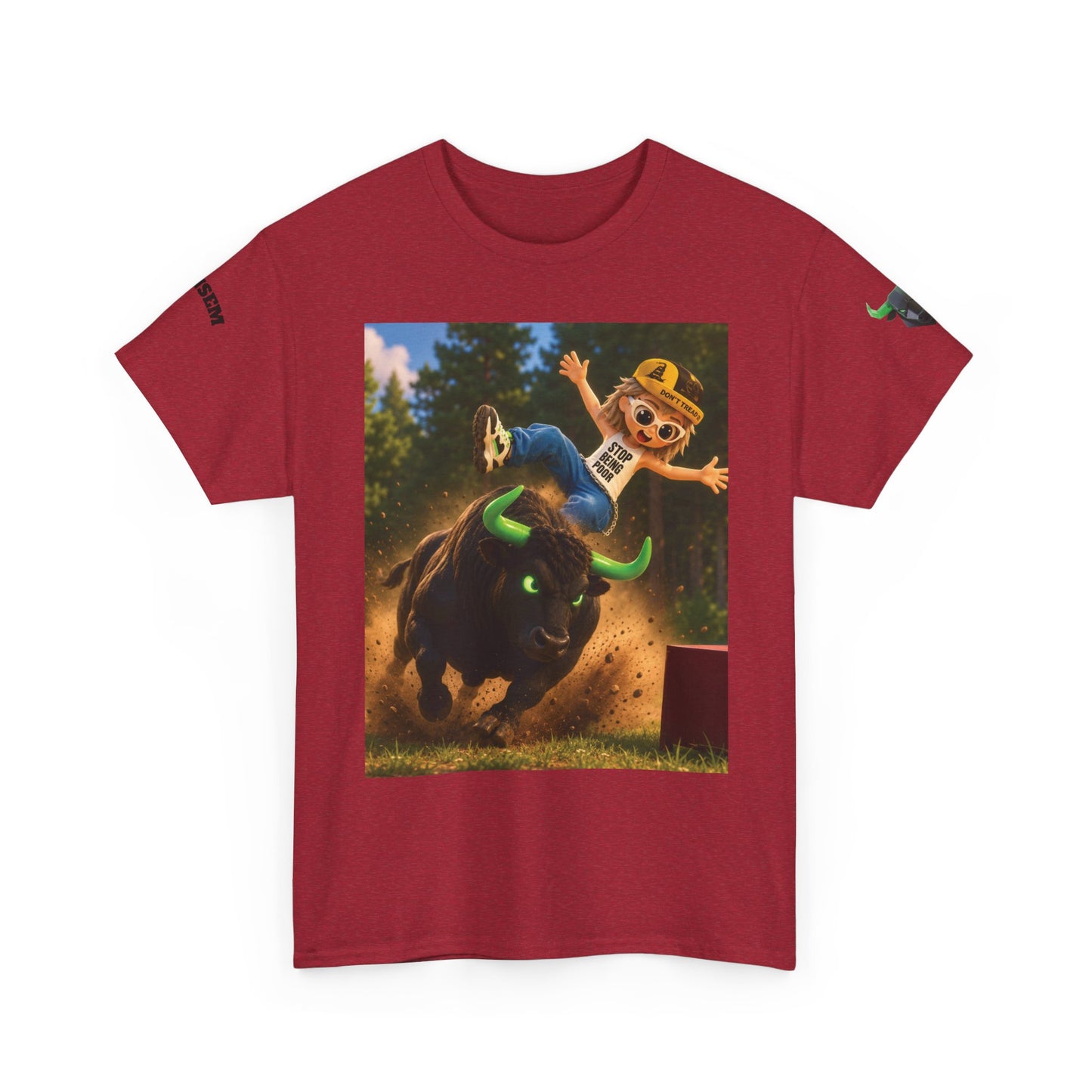 Bull Rider Cowboy Cartoon T-Shirt | Rodeo Bucking Bull, Western Kids Tee