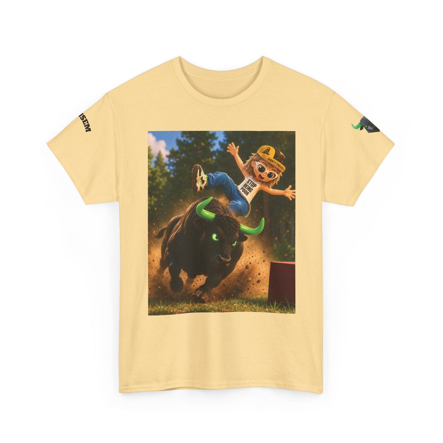 Bull Rider Cowboy Cartoon T-Shirt | Rodeo Bucking Bull, Western Kids Tee