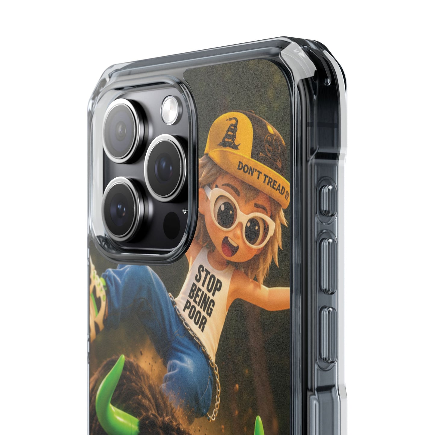 Clear Magnetic Phone Case — Bull Rider Design ("Stop For No One")