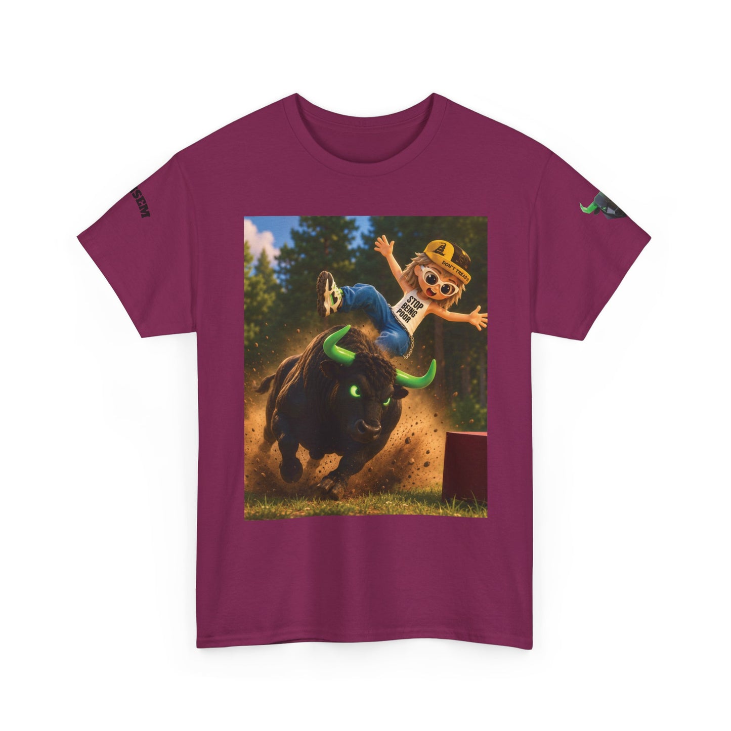 Bull Rider Cowboy Cartoon T-Shirt | Rodeo Bucking Bull, Western Kids Tee