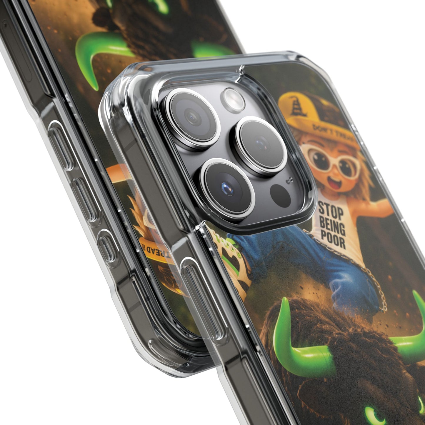 Clear Magnetic Phone Case — Bull Rider Design ("Stop For No One")