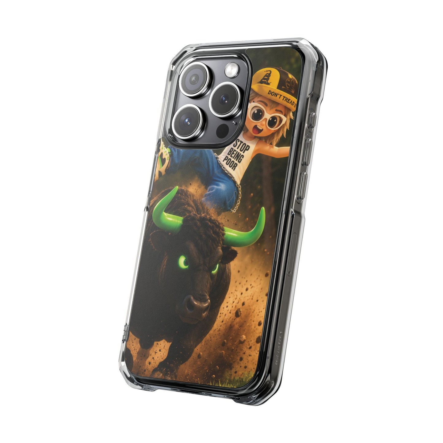 Clear Magnetic Phone Case — Bull Rider Design ("Stop For No One")