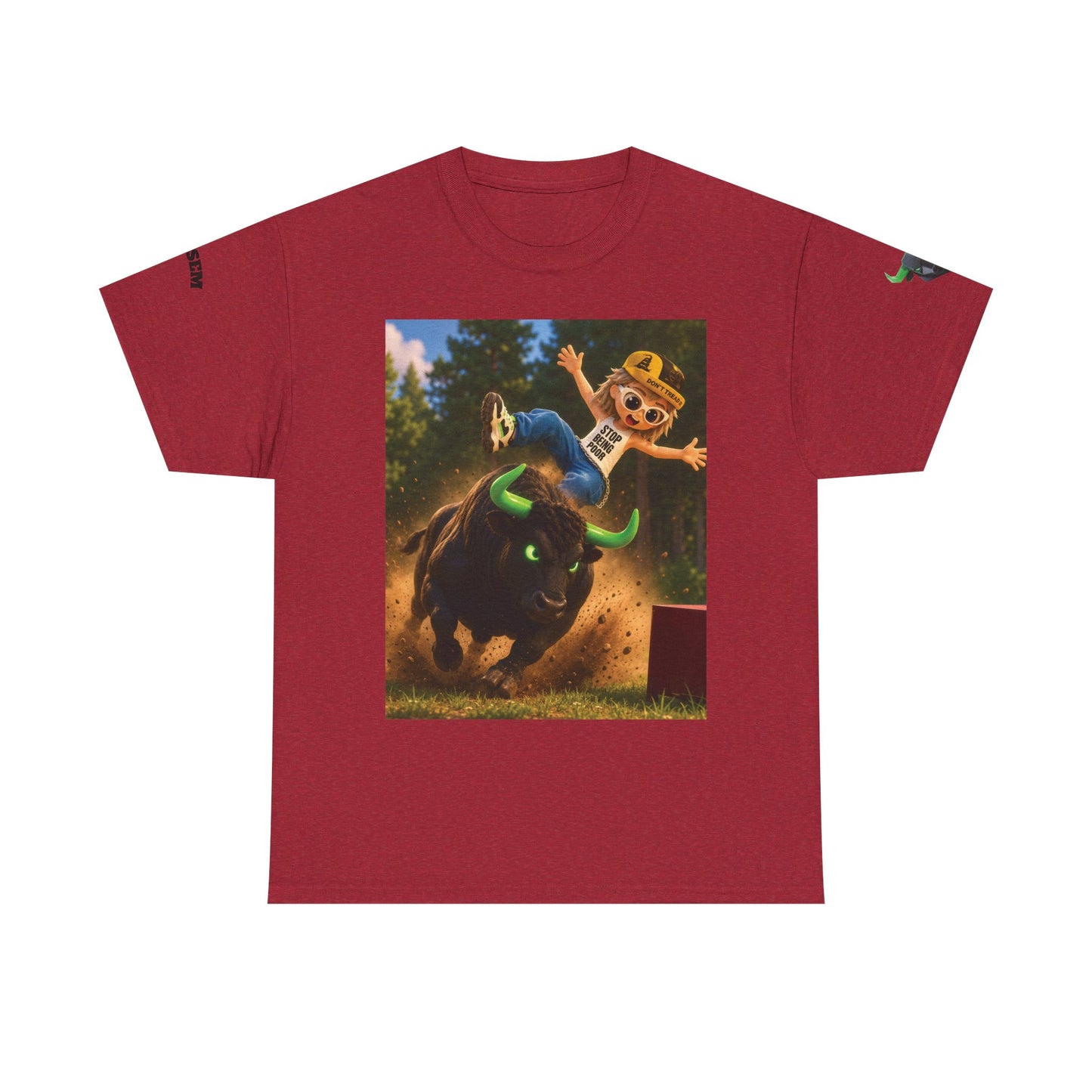 Bull Rider Cowboy Cartoon T-Shirt | Rodeo Bucking Bull, Western Kids Tee