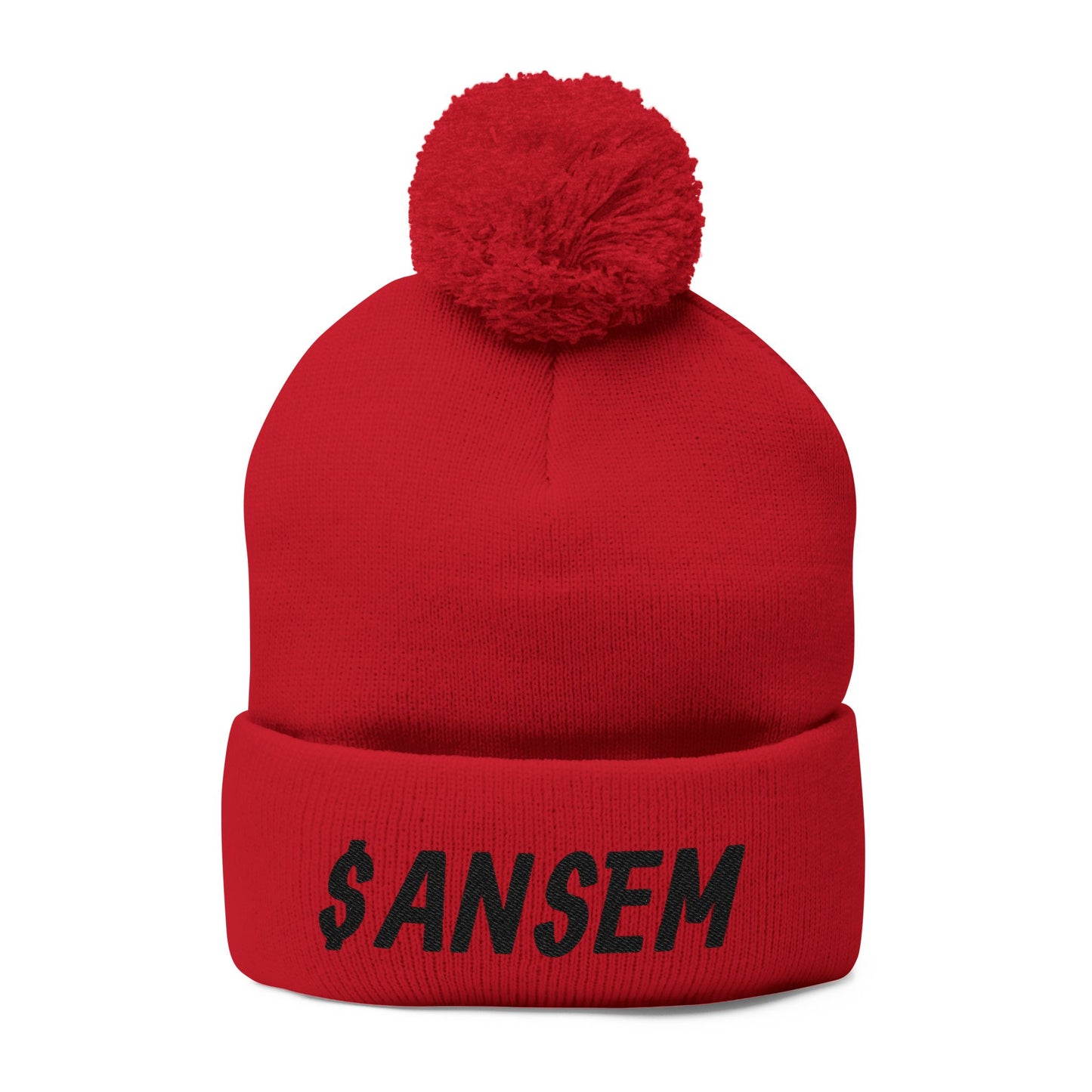 Pom-Pom Knit Cap (Embroidery)