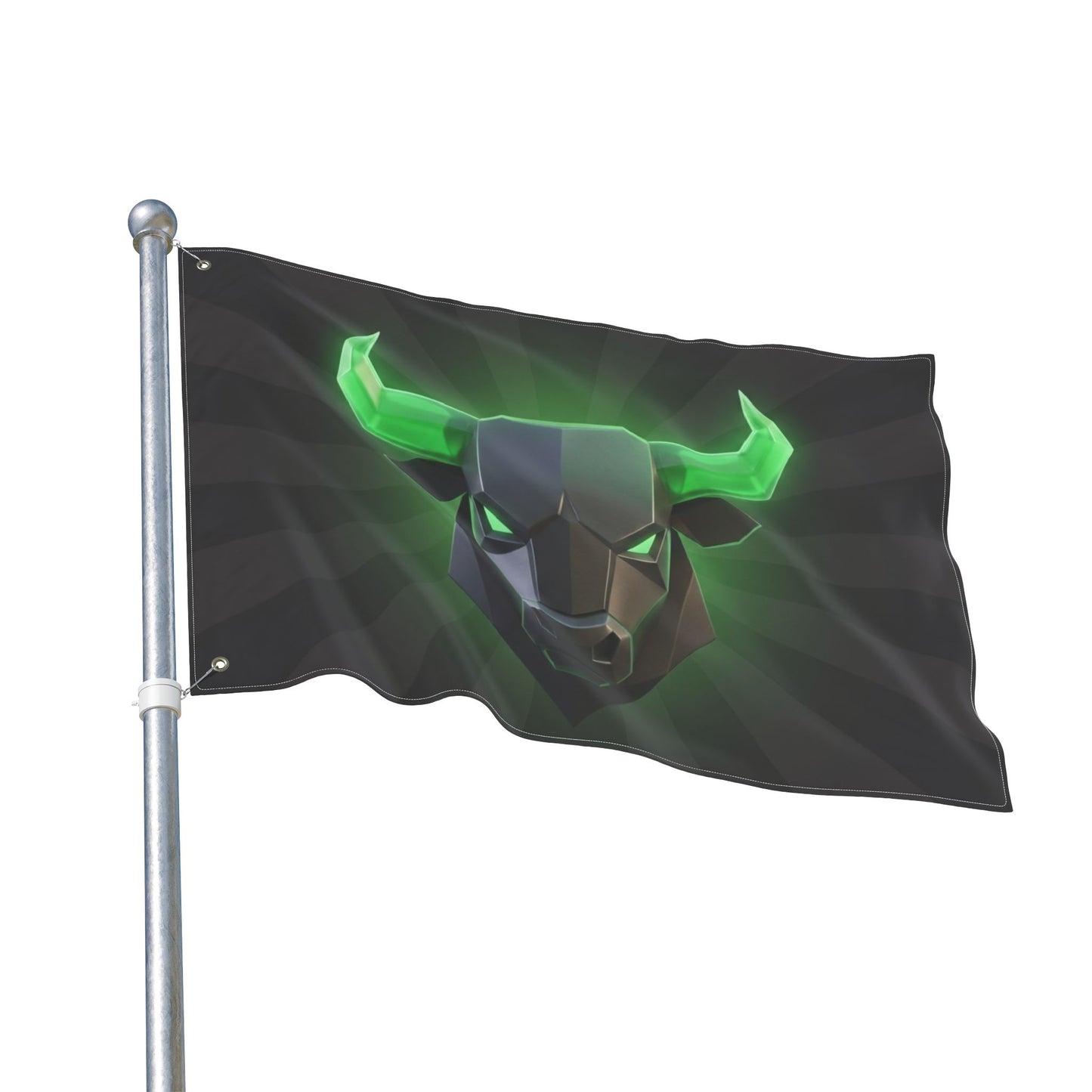 Green Neon Bull Flag — Double-Sided Gaming & Esports Banner