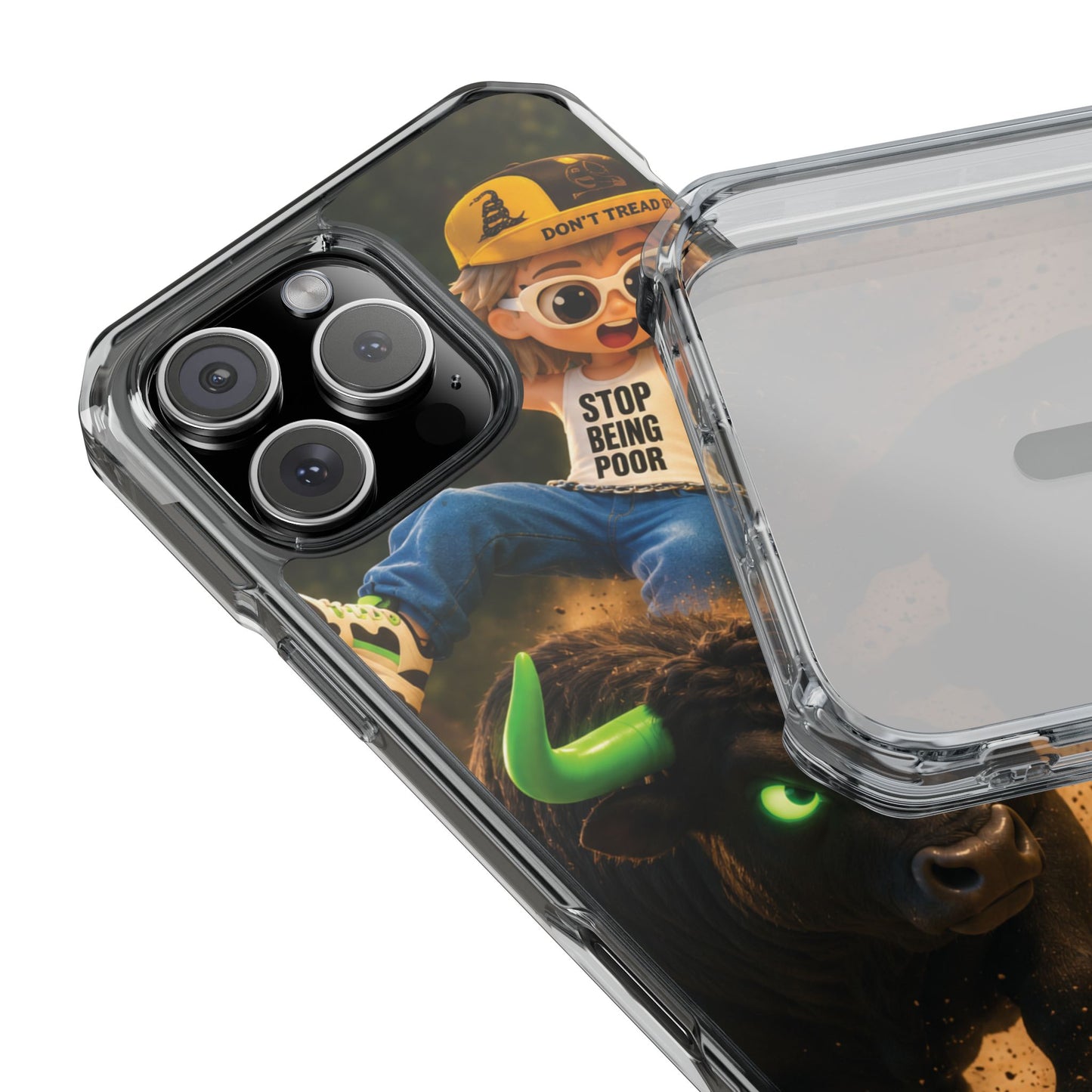 Clear Magnetic Phone Case — Bull Rider Design ("Stop For No One")