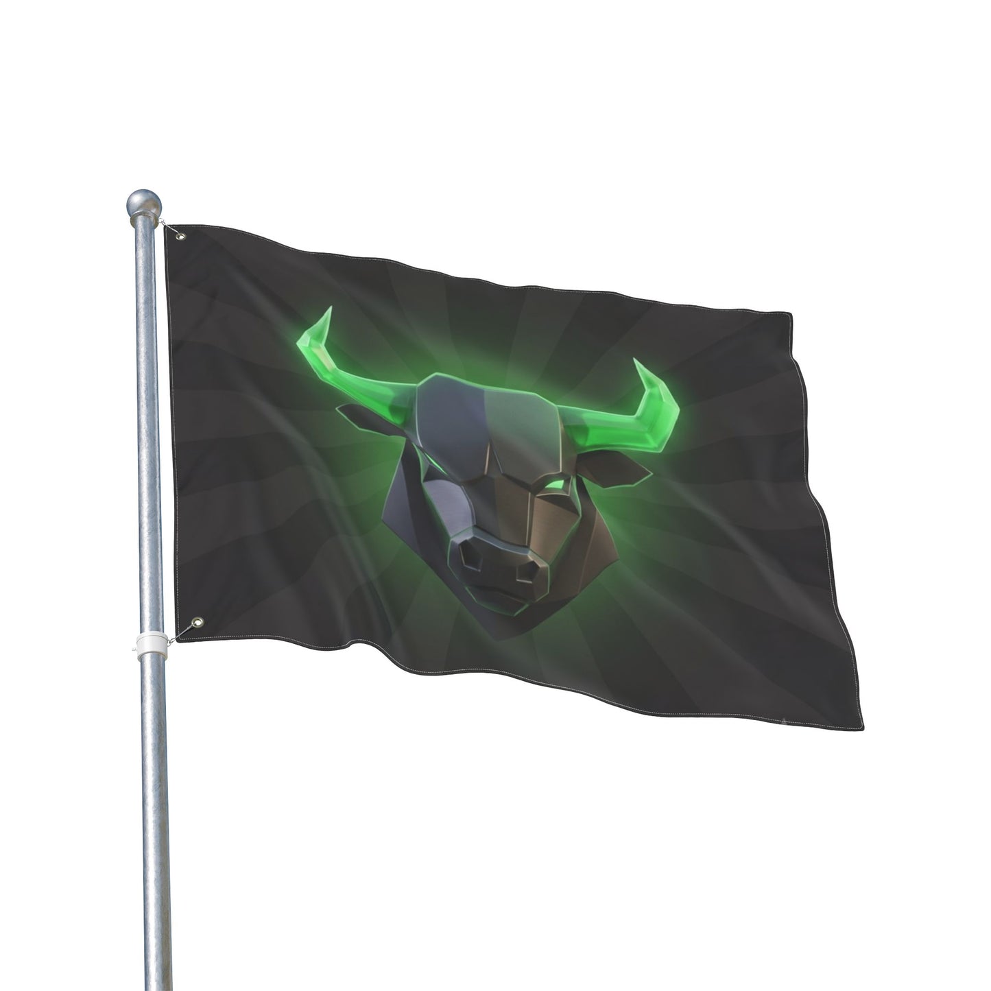 Green Neon Bull Flag — Double-Sided Gaming & Esports Banner