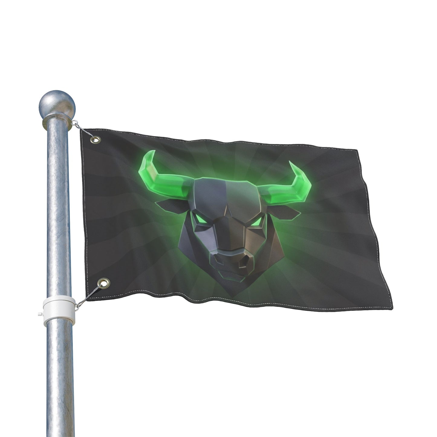 Green Neon Bull Flag — Double-Sided Gaming & Esports Banner