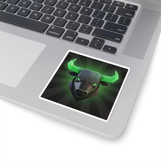 Glowing Green Bull Sticker — Kiss-Cut Vinyl Laptop Decal