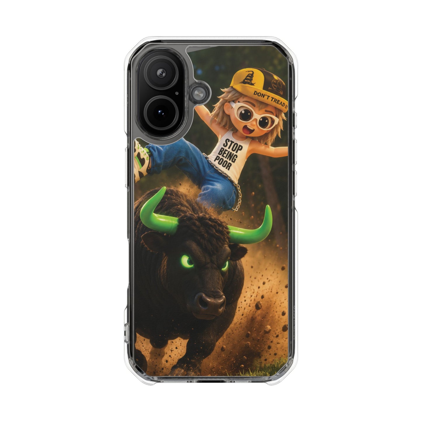 Clear Magnetic Phone Case — Bull Rider Design ("Stop For No One")