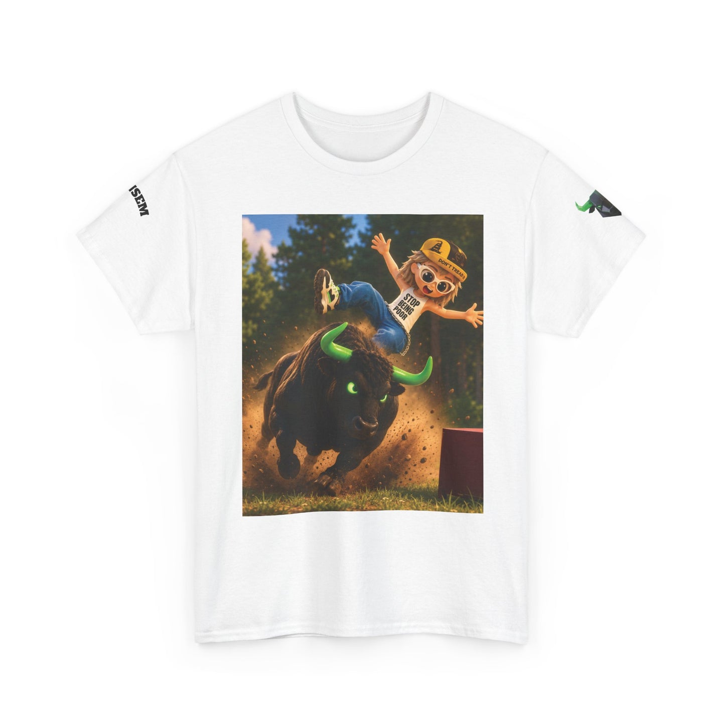 Bull Rider Cowboy Cartoon T-Shirt | Rodeo Bucking Bull, Western Kids Tee