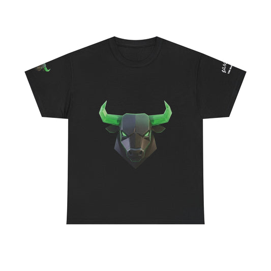 Geometric Green Bull T-Shirt — Minimal Bull Head Tee