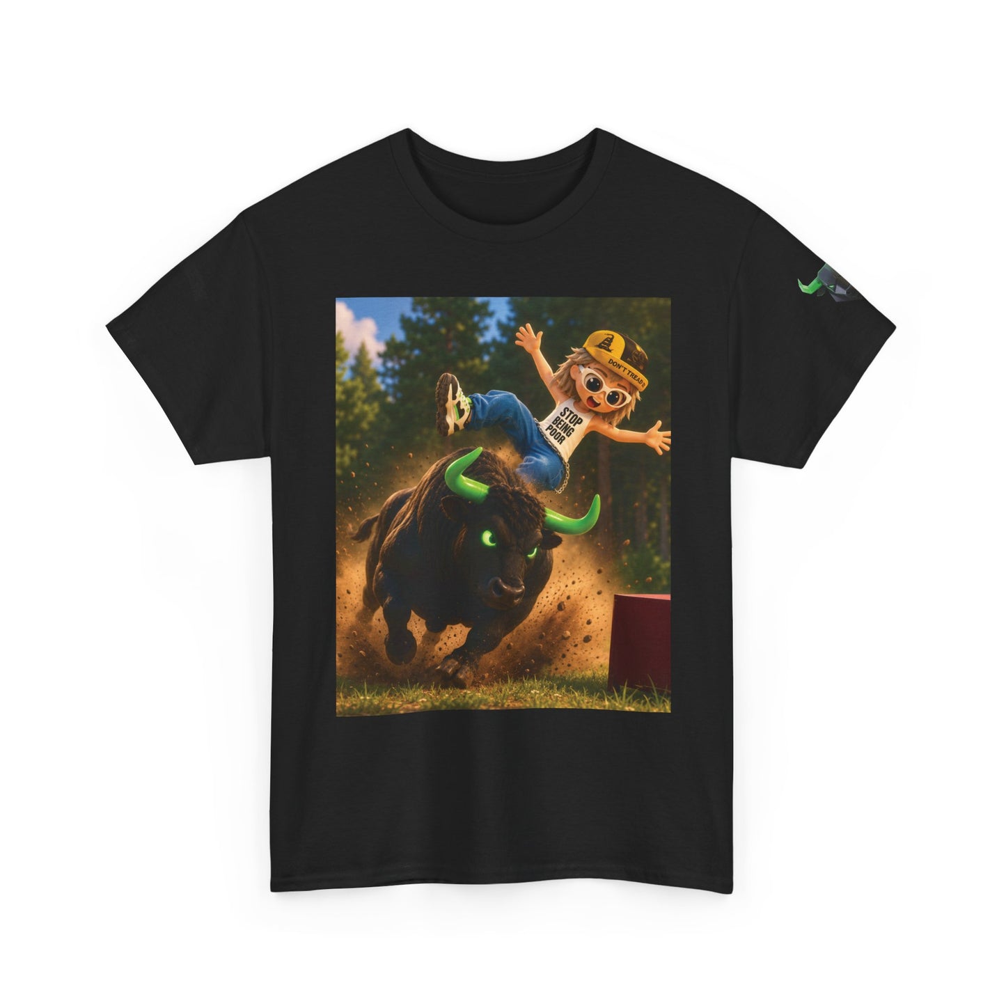 Bull Rider Cowboy Cartoon T-Shirt | Rodeo Bucking Bull, Western Kids Tee