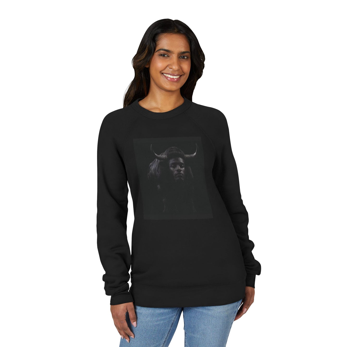 Dark Horned Figure sweatshirt | QR Code back print, SANSEM