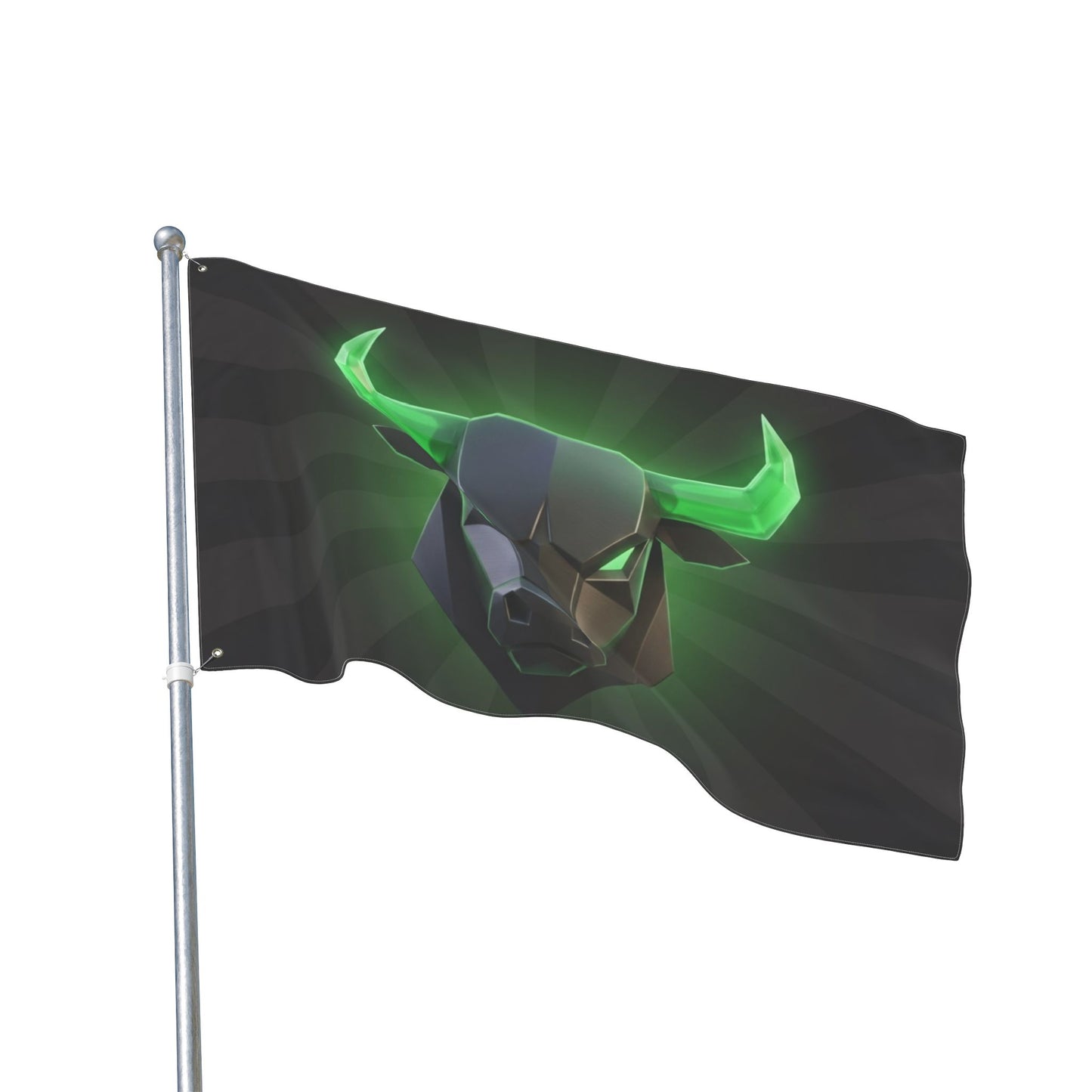 Green Neon Bull Flag — Double-Sided Gaming & Esports Banner