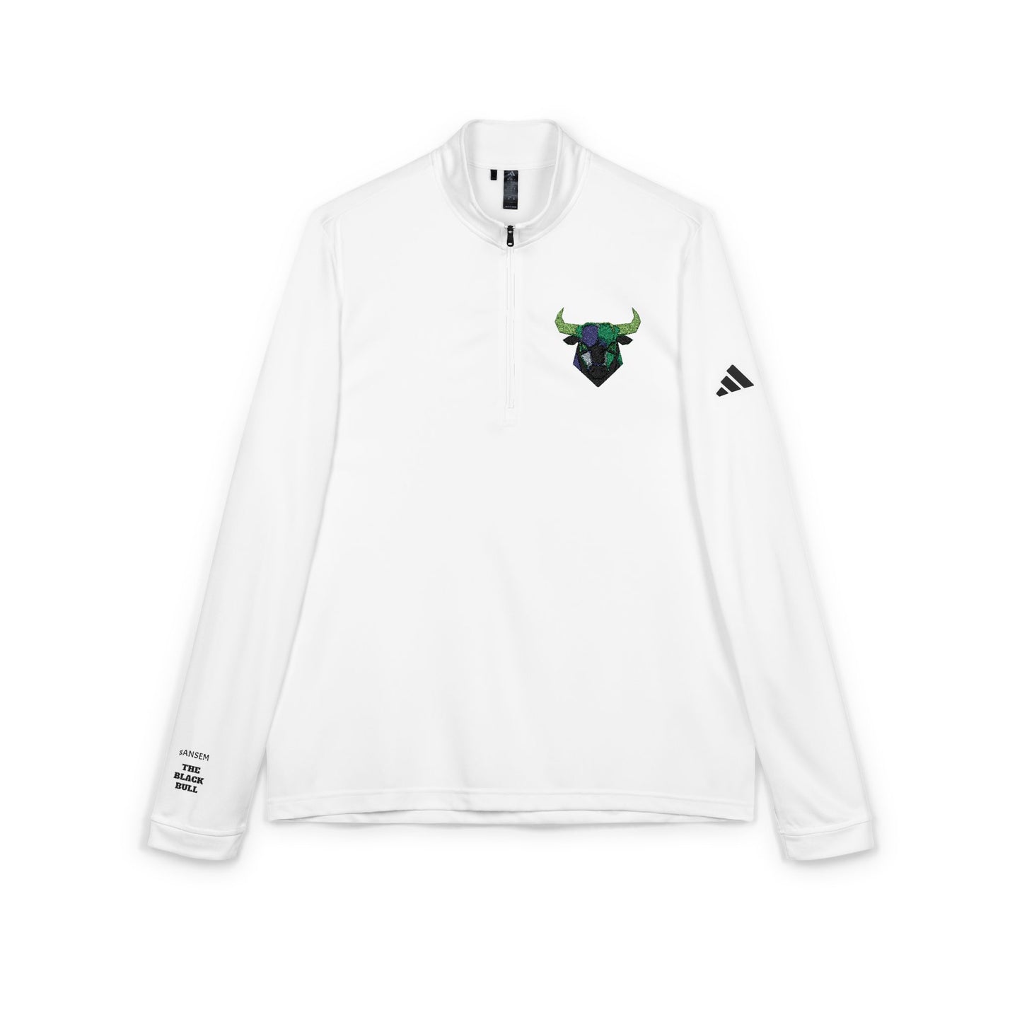 Bull Skull Embroidery Quarter-Zip Pullover | Athletic Long Sleeve