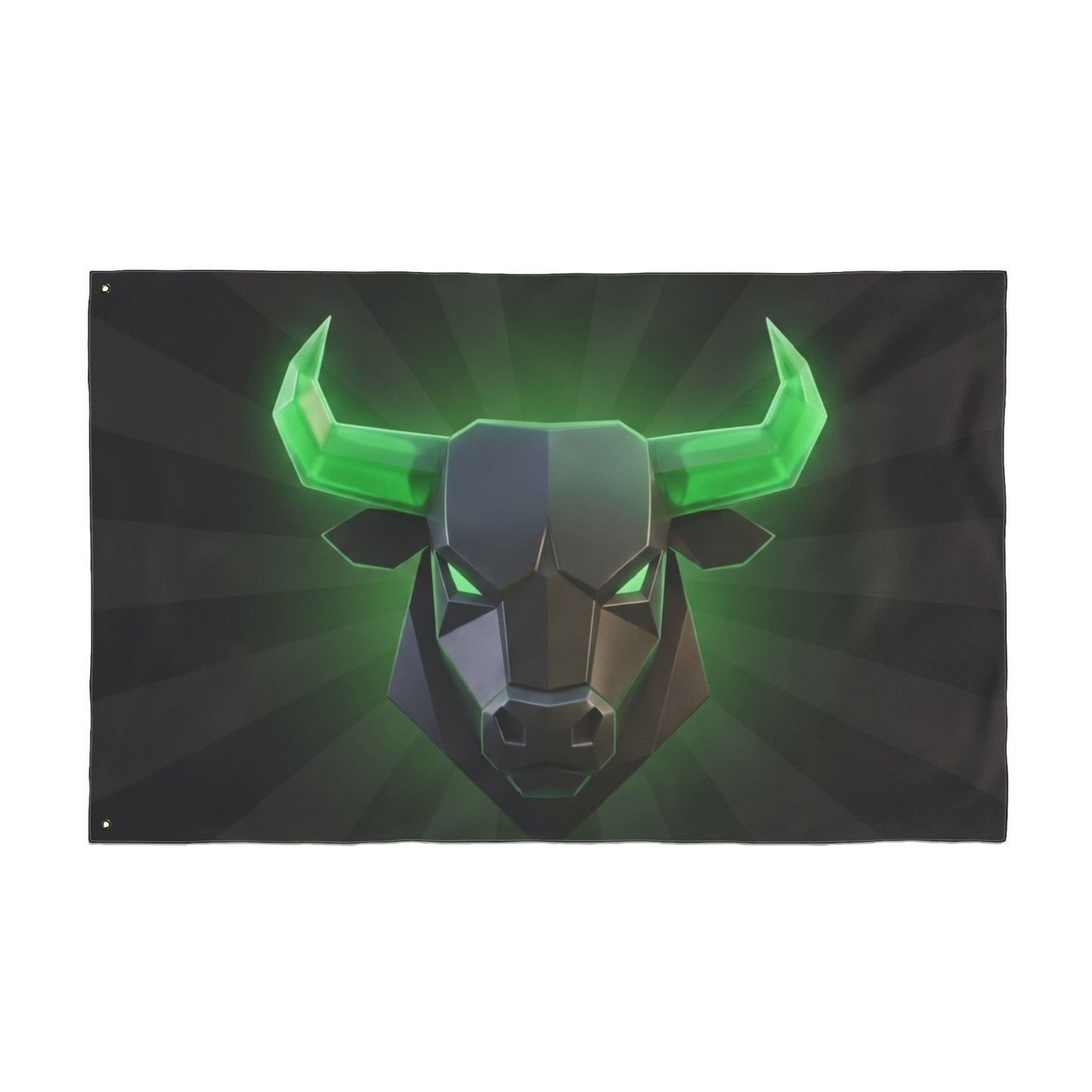 Green Neon Bull Flag — Double-Sided Gaming & Esports Banner