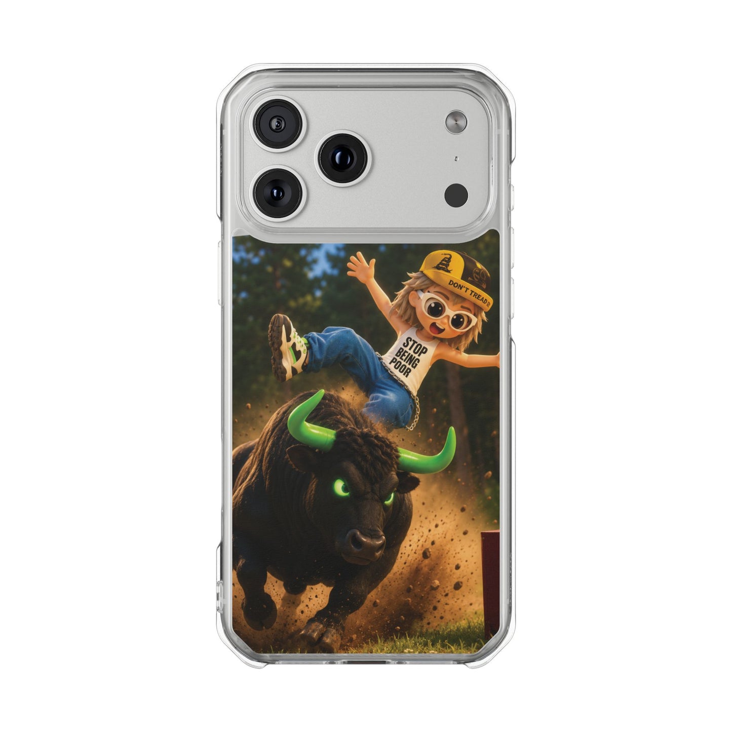 Clear Magnetic Phone Case — Bull Rider Design ("Stop For No One")