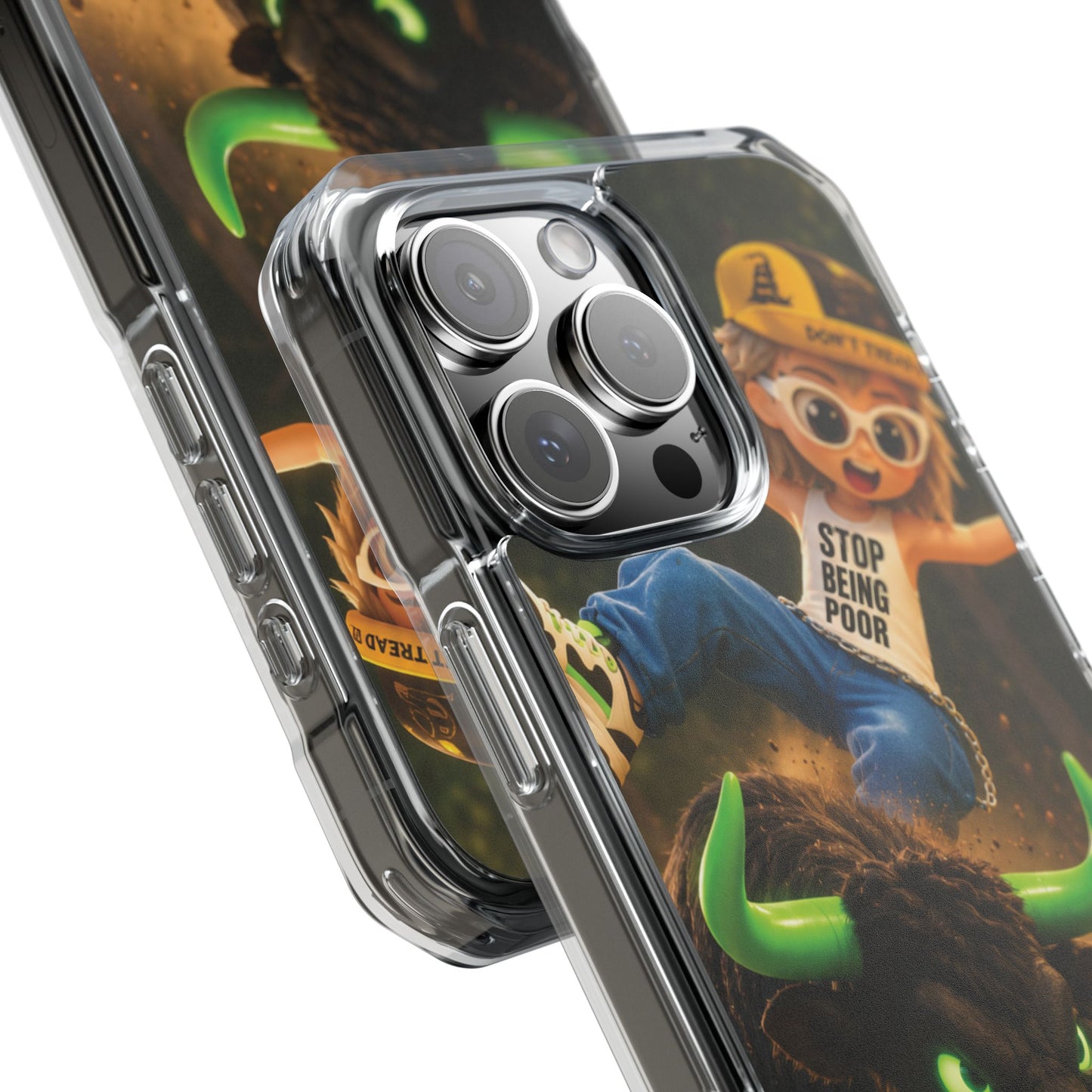 Clear Magnetic Phone Case — Bull Rider Design ("Stop For No One")