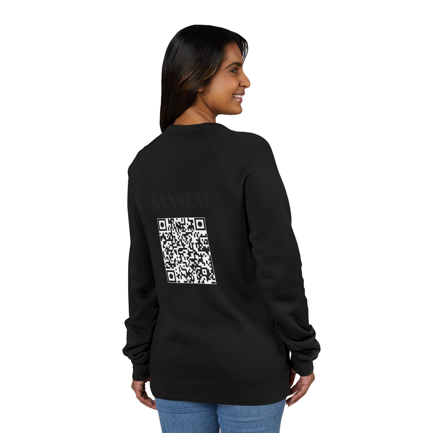 Dark Horned Figure sweatshirt | QR Code back print, SANSEM