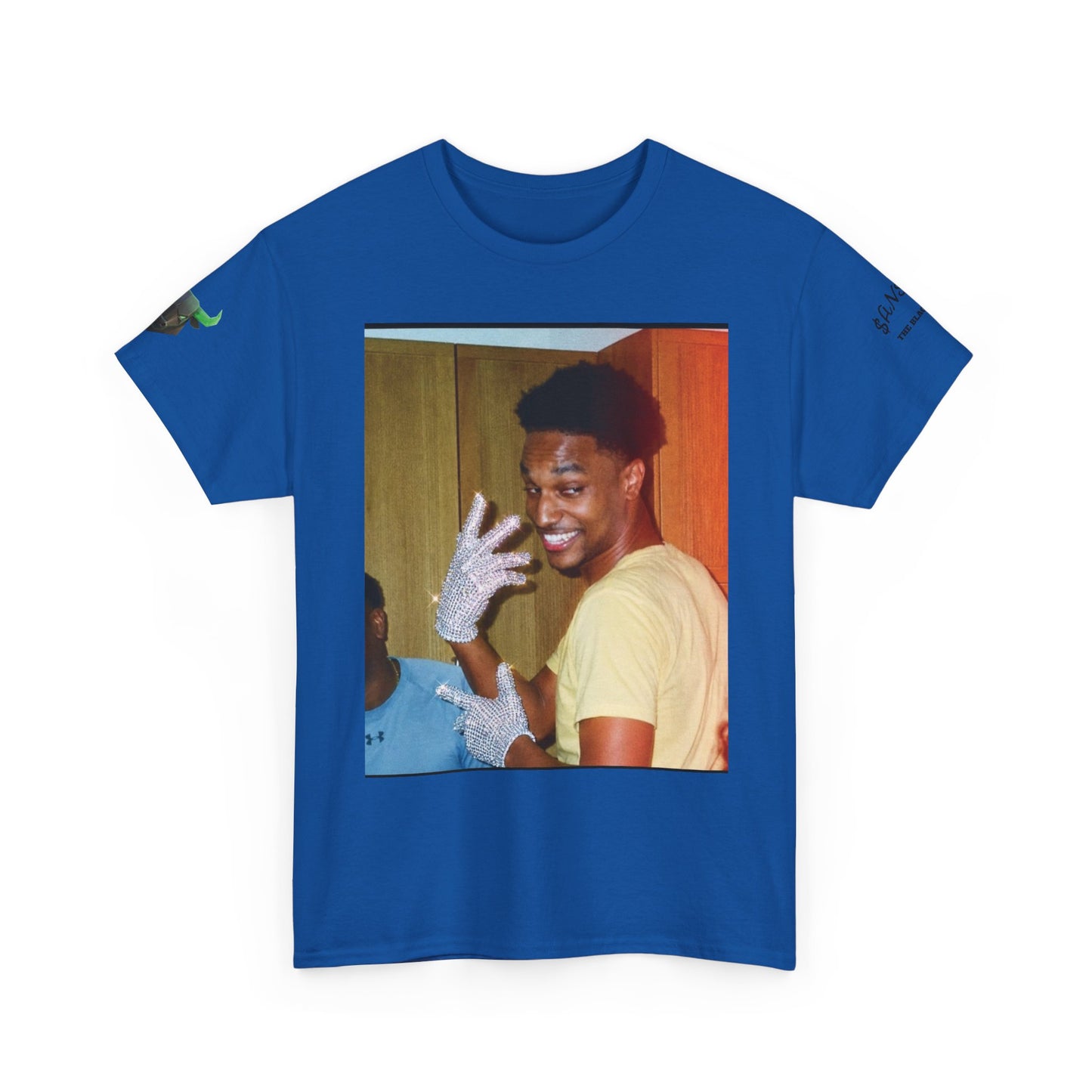 Retro Photo Graphic Tee — Smiling Man with Gloves