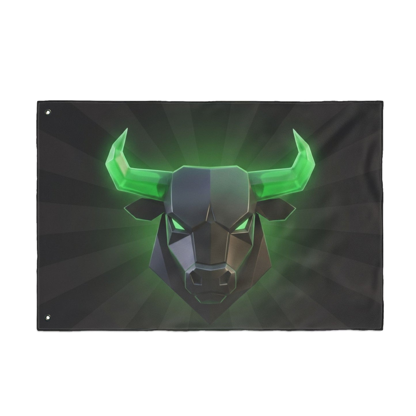 Green Neon Bull Flag — Double-Sided Gaming & Esports Banner