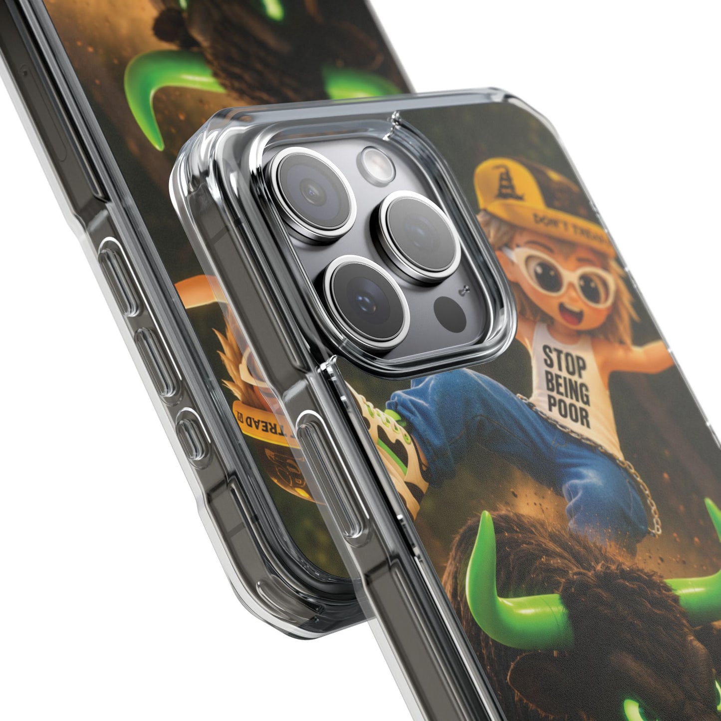 Clear Magnetic Phone Case — Bull Rider Design ("Stop For No One")