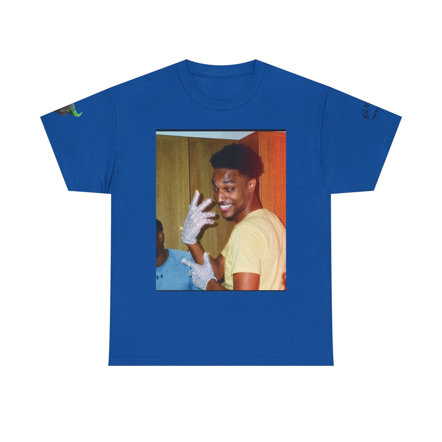 Retro Photo Graphic Tee — Smiling Man with Gloves
