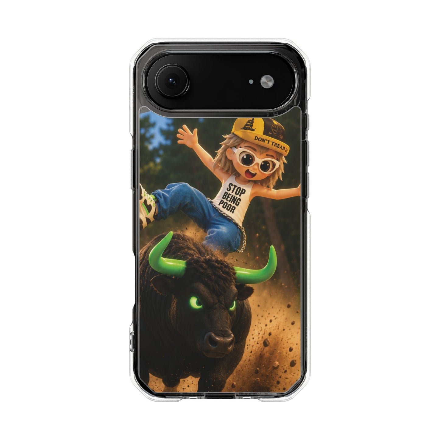Clear Magnetic Phone Case — Bull Rider Design ("Stop For No One")