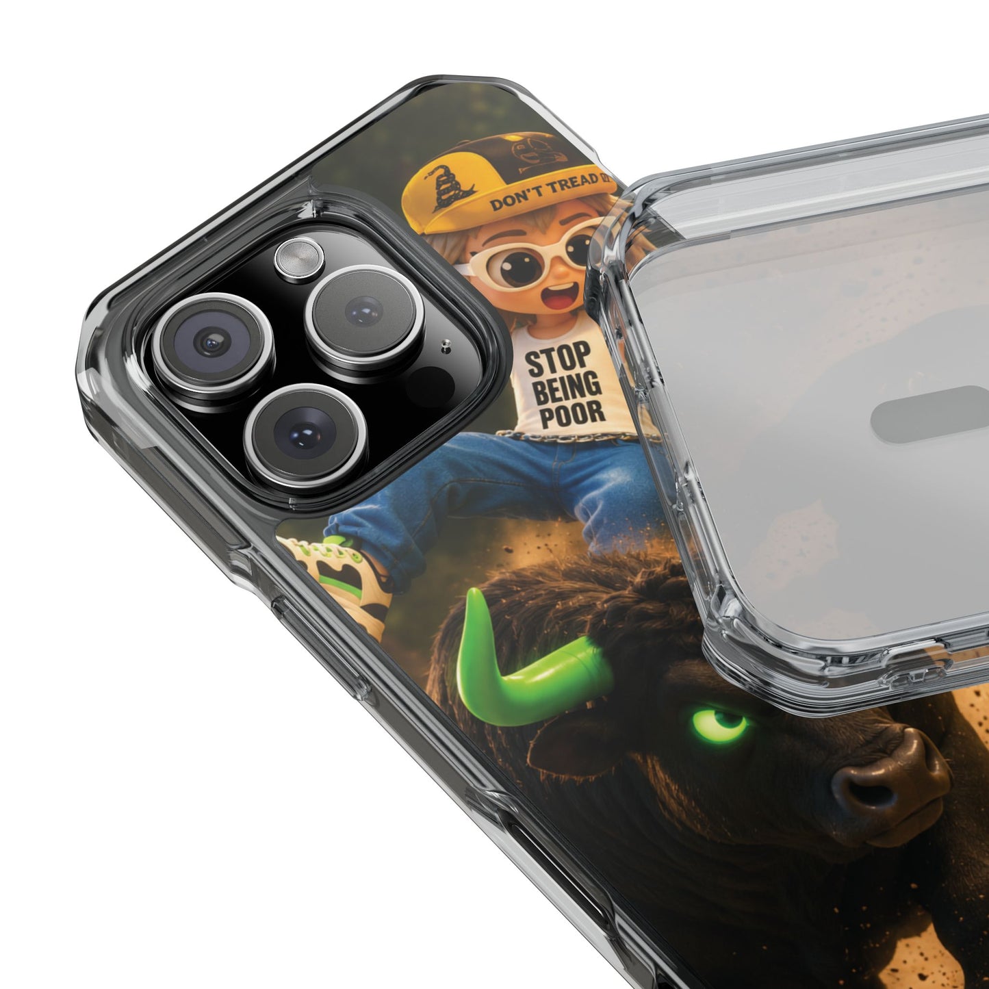 Clear Magnetic Phone Case — Bull Rider Design ("Stop For No One")