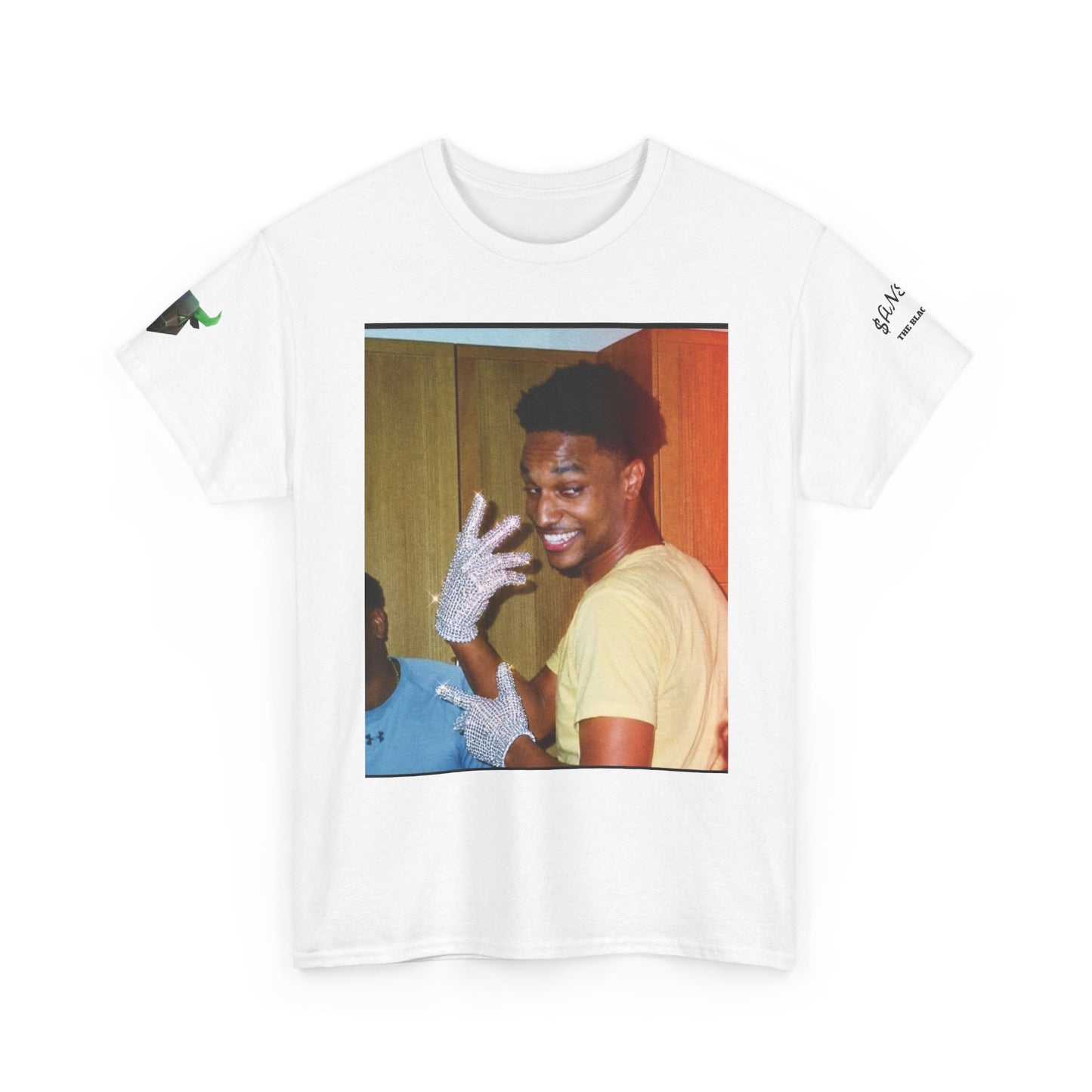 Retro Photo Graphic Tee — Smiling Man with Gloves