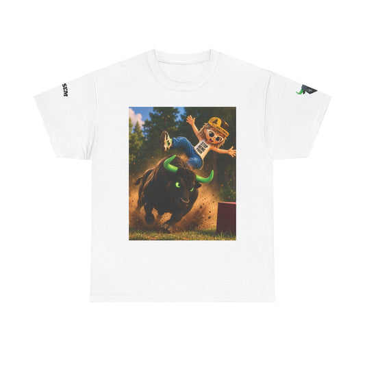 Bull Rider Cowboy Cartoon T-Shirt | Rodeo Bucking Bull, Western Kids Tee