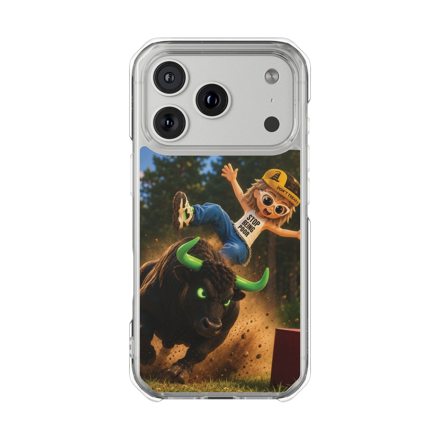 Clear Magnetic Phone Case — Bull Rider Design ("Stop For No One")