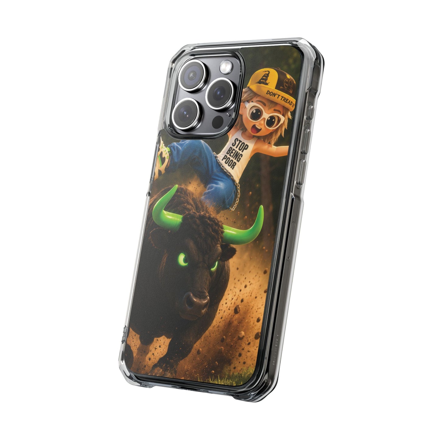 Clear Magnetic Phone Case — Bull Rider Design ("Stop For No One")