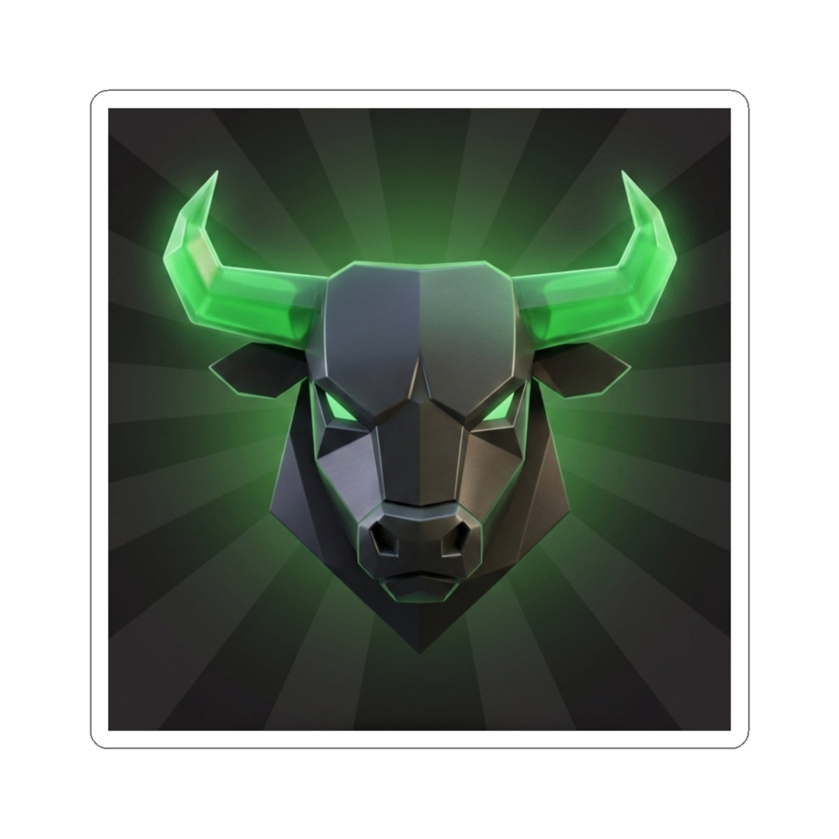 Glowing Green Bull Sticker — Kiss-Cut Vinyl Laptop Decal