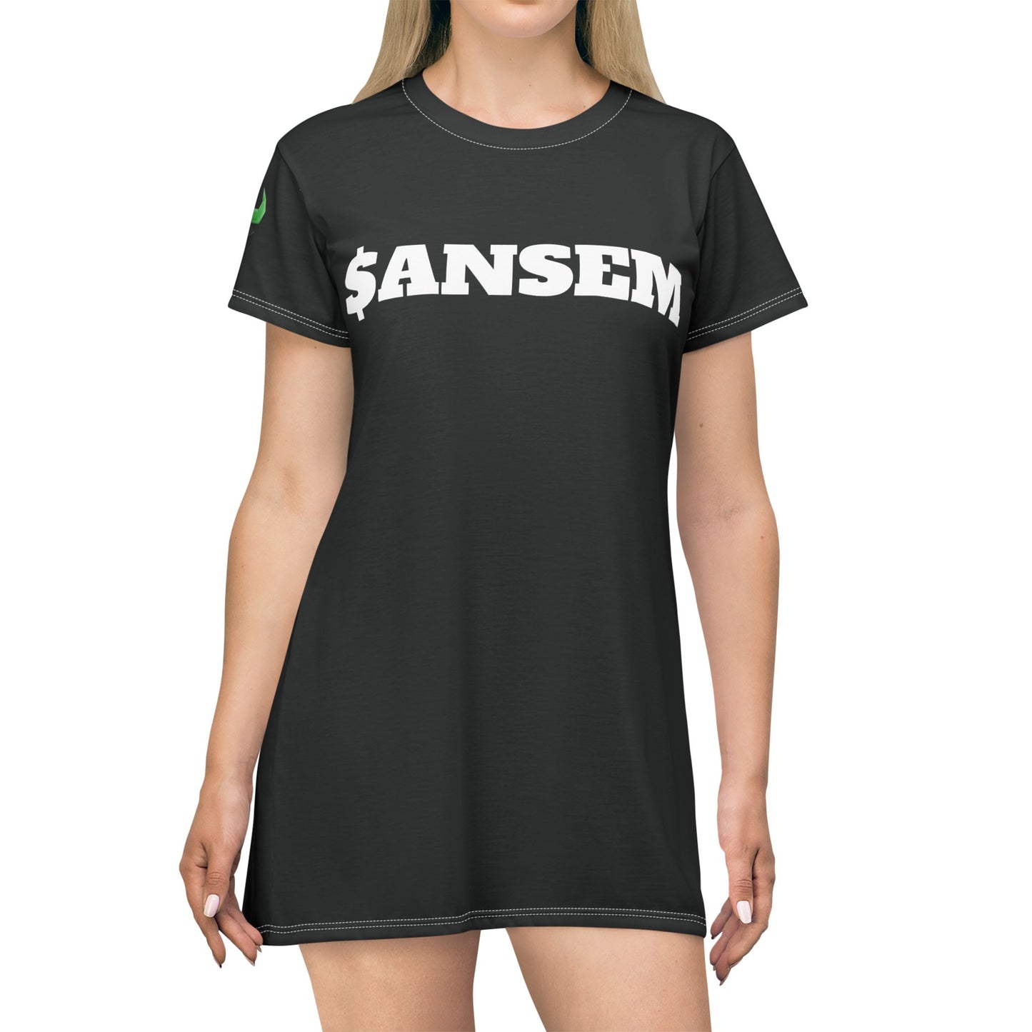 ANSEM Typography T-Shirt Dress | Bold Black Lettering