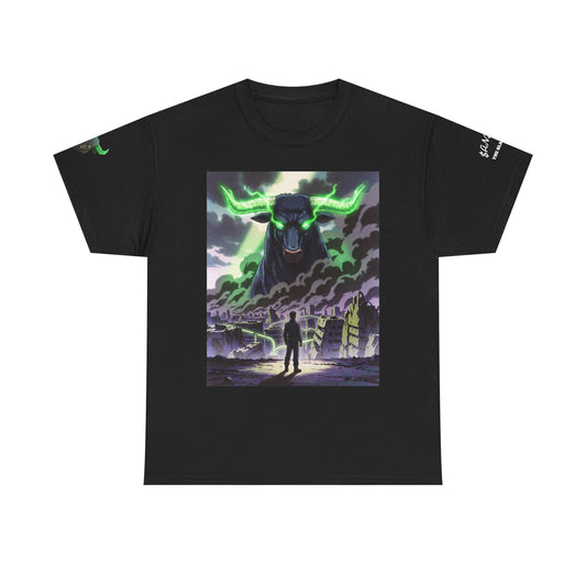 The Rebirth of the Trenches Mystic Stormscape T-Shirt — Neon Demon Skull Landscape Graphic Tee