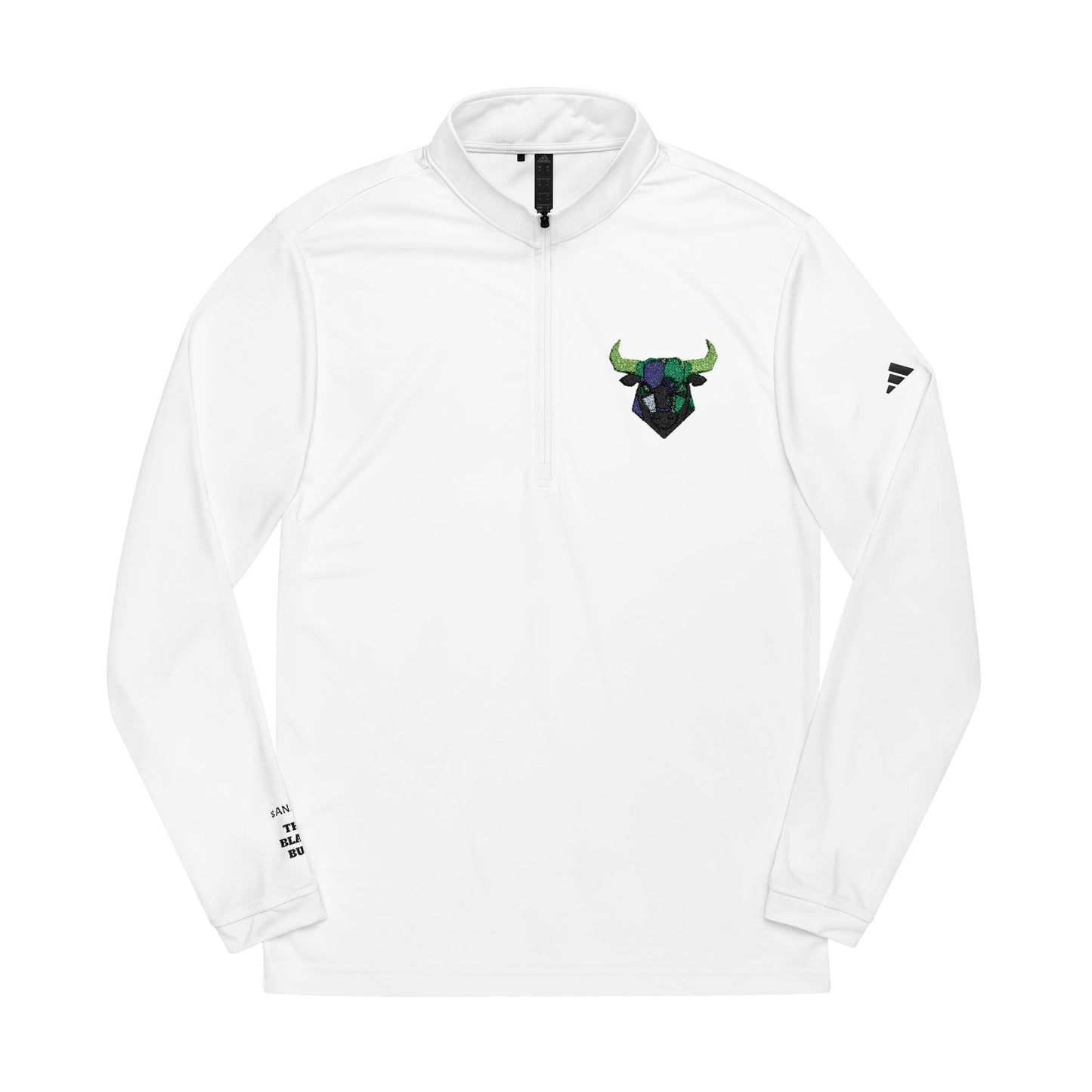 Bull Skull Embroidery Quarter-Zip Pullover | Athletic Long Sleeve