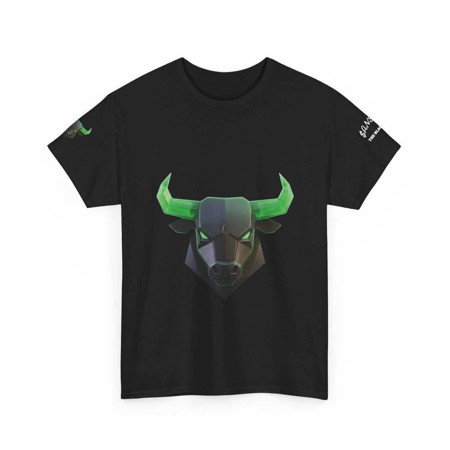 Geometric Green Bull T-Shirt — Minimal Bull Head Tee