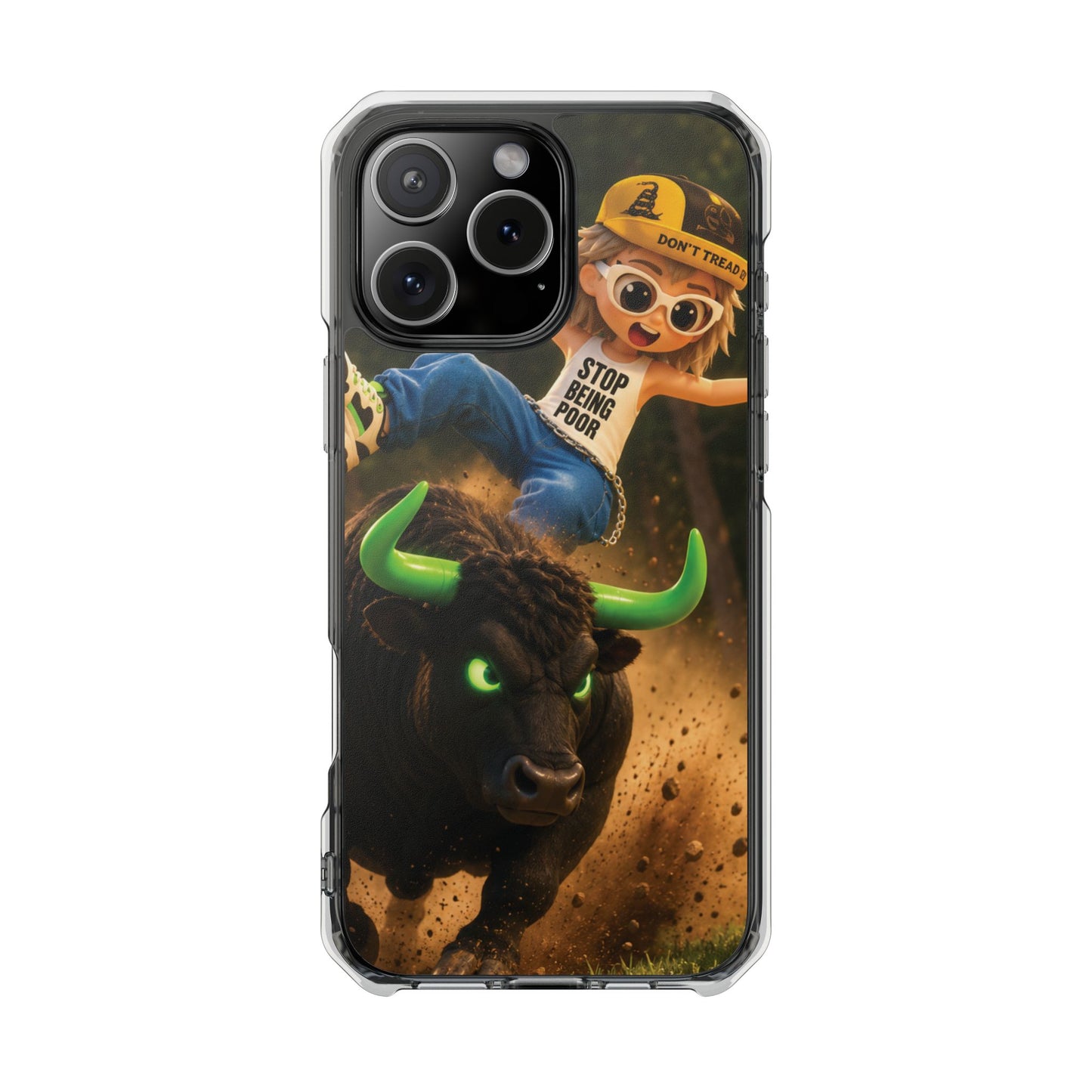 Clear Magnetic Phone Case — Bull Rider Design ("Stop For No One")