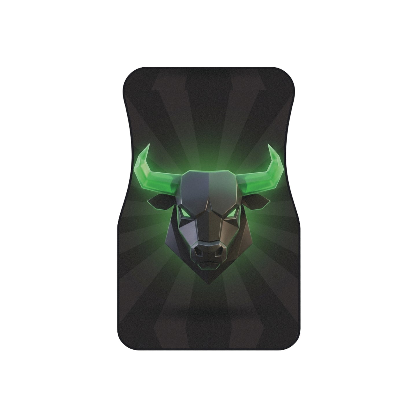 Bull Head Car Mats (2x Front) — Neon Green Geometric Auto Floor Mats