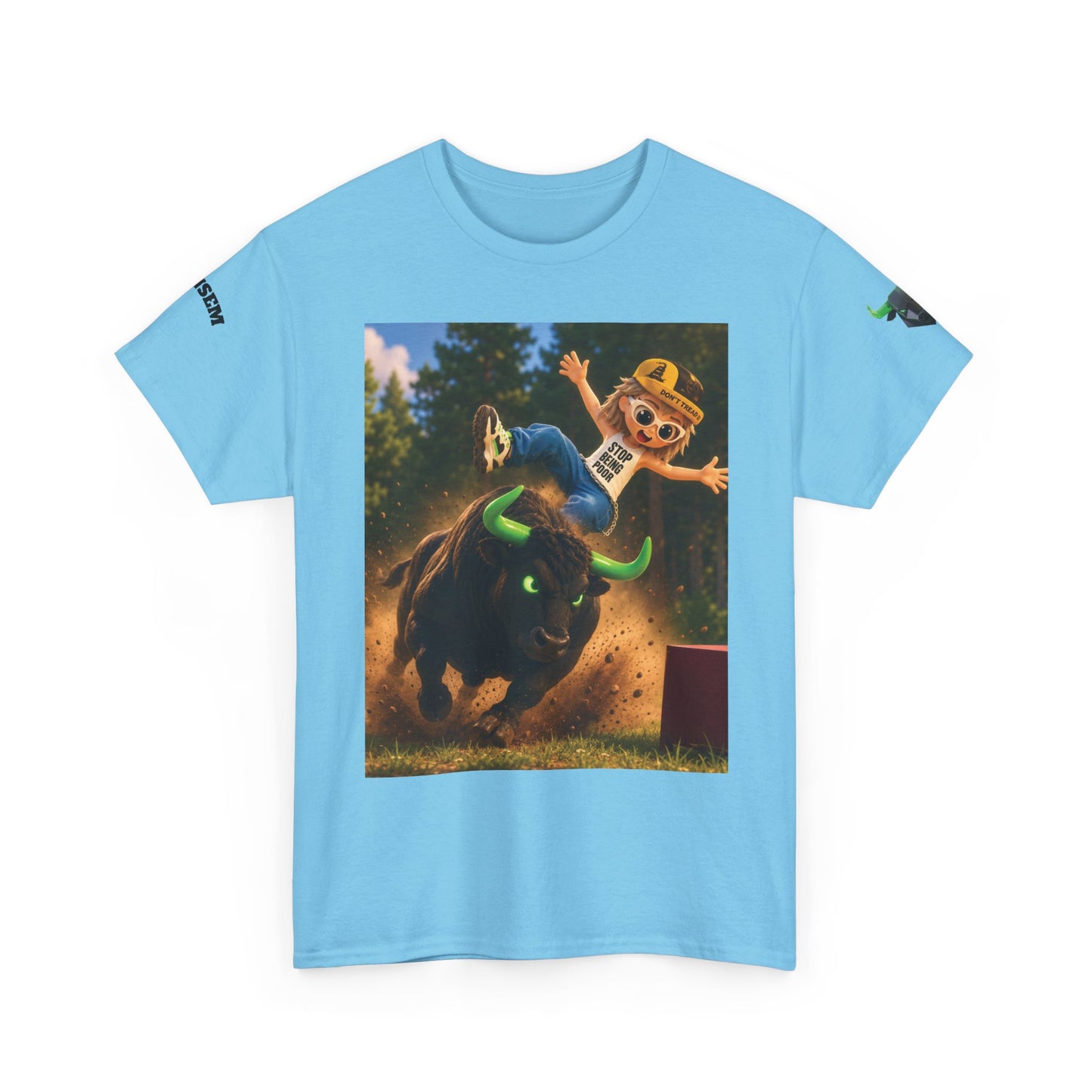 Bull Rider Cowboy Cartoon T-Shirt | Rodeo Bucking Bull, Western Kids Tee