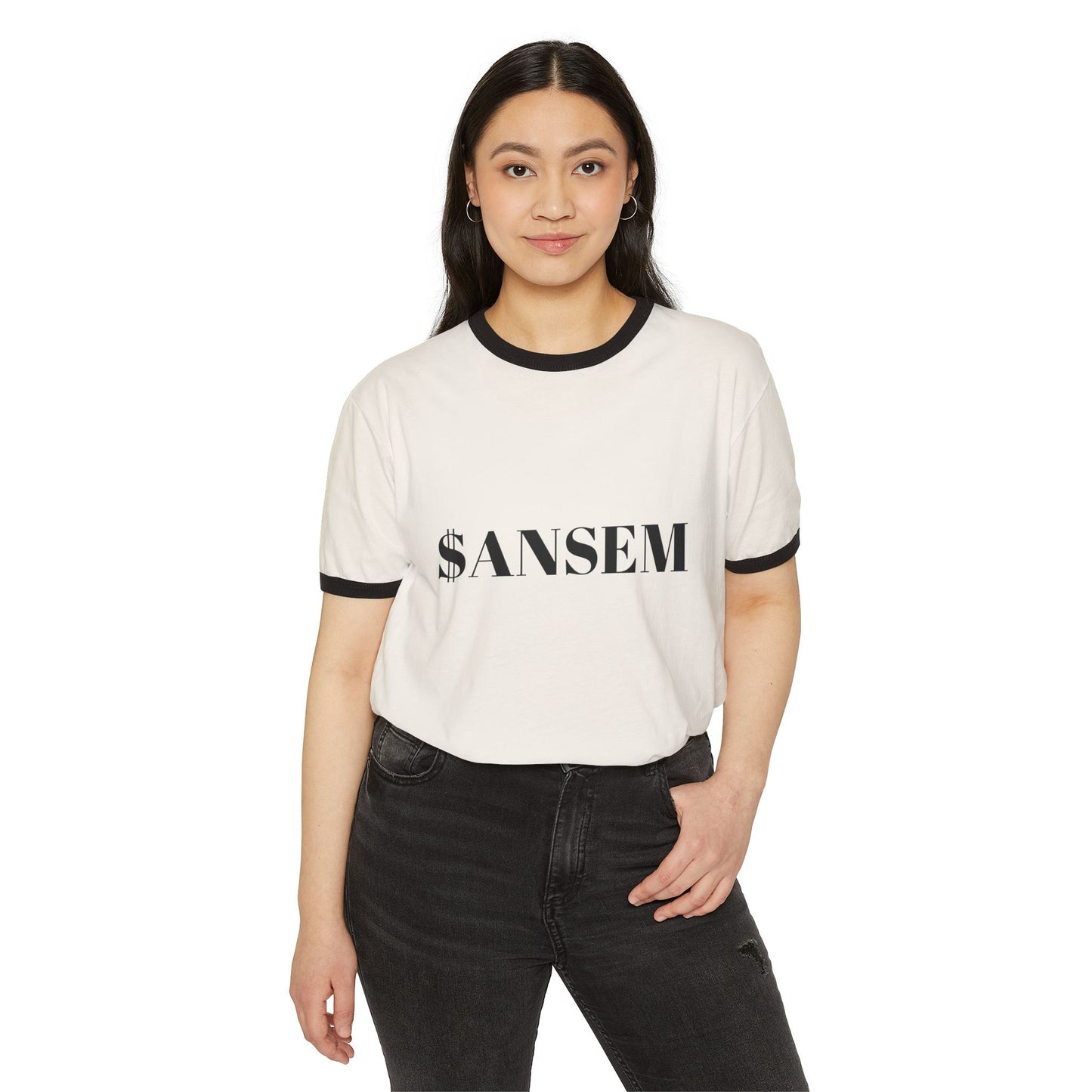 ANSEM Text Ringer Tee | Retro Crewneck Shirt