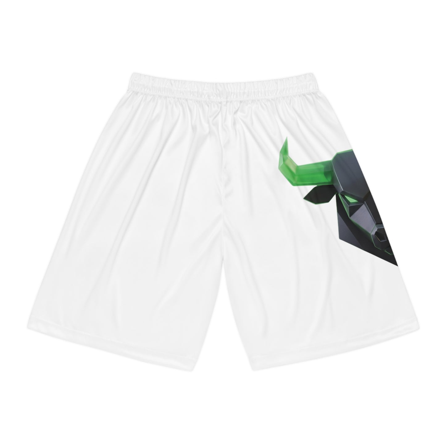 Green Horned Bull Graphic Basketball Shorts | AOP Team Name