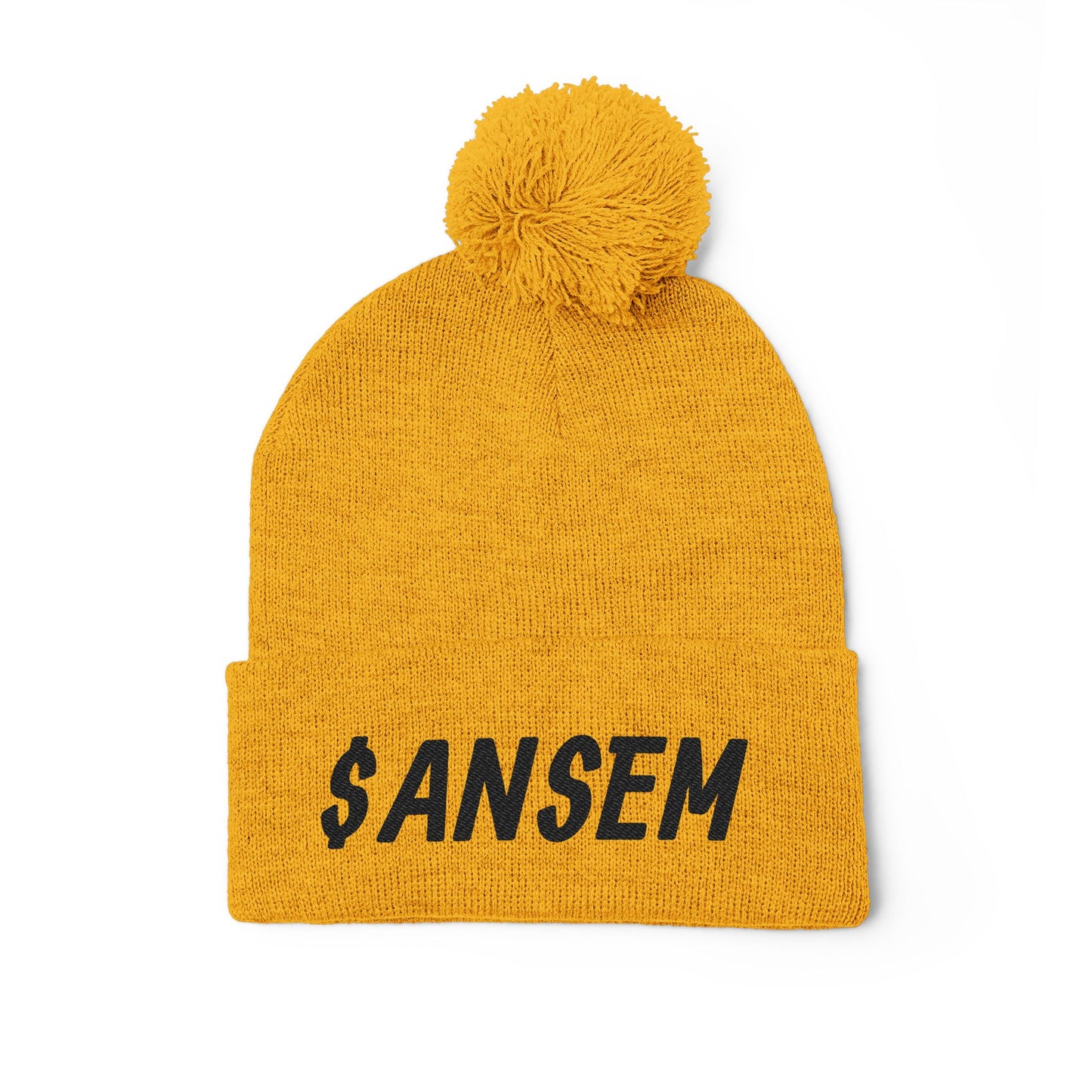 Pom-Pom Knit Cap (Embroidery)