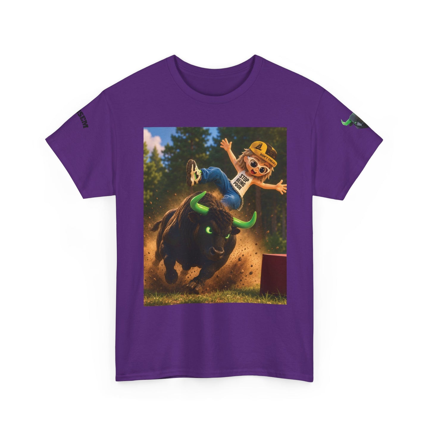 Bull Rider Cowboy Cartoon T-Shirt | Rodeo Bucking Bull, Western Kids Tee