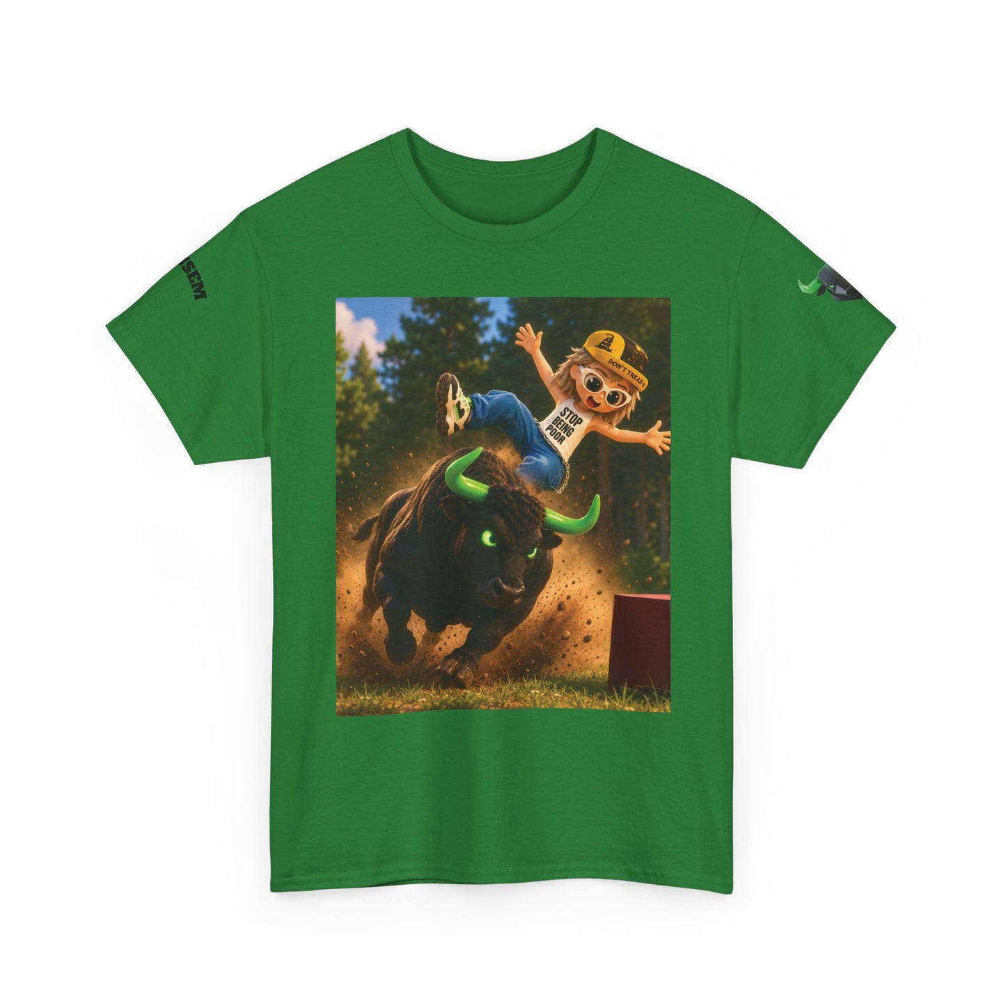 Bull Rider Cowboy Cartoon T-Shirt | Rodeo Bucking Bull, Western Kids Tee